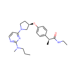 CCCN(C)c1nccc(N2CC[C@@H](Oc3ccc([C@H](C)C(=O)NCC)cc3)C2)n1 ZINC001772610968