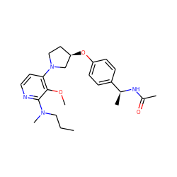 CCCN(C)c1nccc(N2CC[C@@H](Oc3ccc([C@H](C)NC(C)=O)cc3)C2)c1OC ZINC000169709365