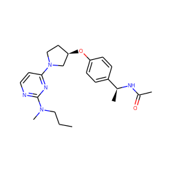 CCCN(C)c1nccc(N2CC[C@@H](Oc3ccc([C@H](C)NC(C)=O)cc3)C2)n1 ZINC000261159996