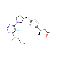 CCCN(C)c1ncnc(N2CC[C@@H](Oc3ccc([C@H](C)NC(C)=O)cc3)C2)c1F ZINC000261090501