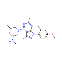 CCCN(CC(=O)N(C)C)c1nc(C)nc2c1c(C)nn2-c1ccc(OC)cc1C ZINC000045245603