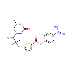 CCCN(CC(=O)O)C(=O)C(C)(C)Cc1ccc(C(=O)Oc2ccc(C(=N)N)cc2F)s1 ZINC000210440405