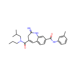 CCCN(CC(C)C)C(=O)C1=Cc2ccc(C(=O)Nc3cccc(C)c3)cc2NC(=N)C1 ZINC001772647835