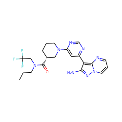 CCCN(CC(F)(F)F)C(=O)[C@@H]1CCCN(c2cc(-c3c(N)nn4cccnc34)ncn2)C1 ZINC000045259653