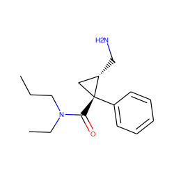 CCCN(CC)C(=O)[C@@]1(c2ccccc2)C[C@@H]1CN ZINC000029127622