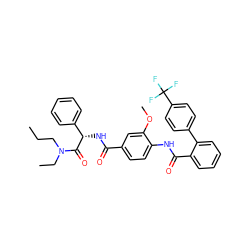 CCCN(CC)C(=O)[C@@H](NC(=O)c1ccc(NC(=O)c2ccccc2-c2ccc(C(F)(F)F)cc2)c(OC)c1)c1ccccc1 ZINC000036184486