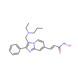 CCCN(CC)Cc1c(-c2ccccc2)nc2cc(/C=C/C(=O)NO)ccn12 ZINC000136855118