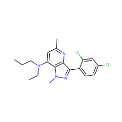 CCCN(CC)c1cc(C)nc2c(-c3ccc(Cl)cc3Cl)nn(C)c12 ZINC000013553415