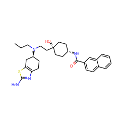 CCCN(CC[C@]1(O)CC[C@@H](NC(=O)c2ccc3ccccc3c2)CC1)[C@H]1CCc2nc(N)sc2C1 ZINC000101587115