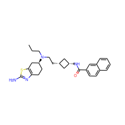 CCCN(CC[C@H]1C[C@@H](NC(=O)c2ccc3ccccc3c2)C1)[C@H]1CCc2nc(N)sc2C1 ZINC000101587094