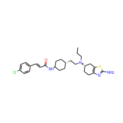 CCCN(CC[C@H]1CC[C@H](NC(=O)/C=C/c2ccc(Cl)cc2)CC1)[C@H]1CCc2nc(N)sc2C1 ZINC000254086029