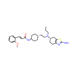 CCCN(CC[C@H]1CC[C@H](NC(=O)/C=C/c2ccccc2OC)CC1)[C@H]1CCc2nc(N)sc2C1 ZINC000254133022