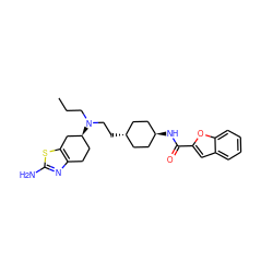 CCCN(CC[C@H]1CC[C@H](NC(=O)c2cc3ccccc3o2)CC1)[C@H]1CCc2nc(N)sc2C1 ZINC000253761528