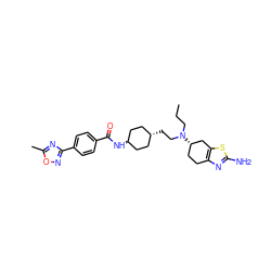 CCCN(CC[C@H]1CC[C@H](NC(=O)c2ccc(-c3noc(C)n3)cc2)CC1)[C@H]1CCc2nc(N)sc2C1 ZINC000254133000