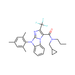 CCCN(CC1CC1)C(=O)c1c(C(F)(F)F)nc2n(-c3c(C)cc(C)cc3C)c3ccccc3n12 ZINC000028462072