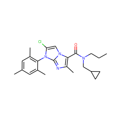 CCCN(CC1CC1)C(=O)c1c(C)nc2n(-c3c(C)cc(C)cc3C)c(Cl)cn12 ZINC000049052728