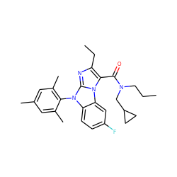 CCCN(CC1CC1)C(=O)c1c(CC)nc2n(-c3c(C)cc(C)cc3C)c3ccc(F)cc3n12 ZINC000028462581