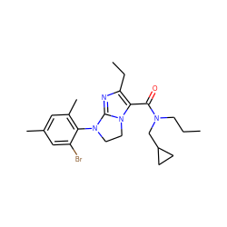 CCCN(CC1CC1)C(=O)c1c(CC)nc2n1CCN2c1c(C)cc(C)cc1Br ZINC000028346974