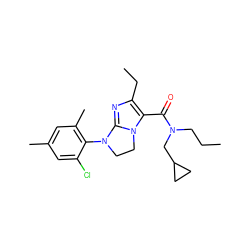 CCCN(CC1CC1)C(=O)c1c(CC)nc2n1CCN2c1c(C)cc(C)cc1Cl ZINC000028347719