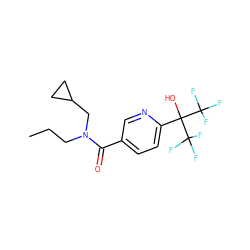 CCCN(CC1CC1)C(=O)c1ccc(C(O)(C(F)(F)F)C(F)(F)F)nc1 ZINC000036184791