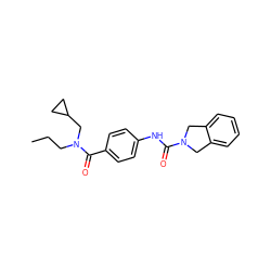 CCCN(CC1CC1)C(=O)c1ccc(NC(=O)N2Cc3ccccc3C2)cc1 ZINC000167491218