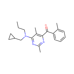 CCCN(CC1CC1)c1nc(C)nc(C(=O)c2ccccc2C)c1C ZINC000028361090