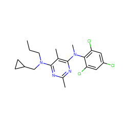 CCCN(CC1CC1)c1nc(C)nc(N(C)c2c(Cl)cc(Cl)cc2Cl)c1C ZINC000013759984