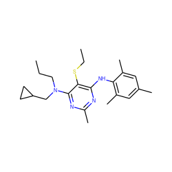 CCCN(CC1CC1)c1nc(C)nc(Nc2c(C)cc(C)cc2C)c1SCC ZINC000169309996