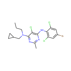 CCCN(CC1CC1)c1nc(C)nc(Nc2c(Cl)cc(Br)cc2Cl)c1Cl ZINC000026997926