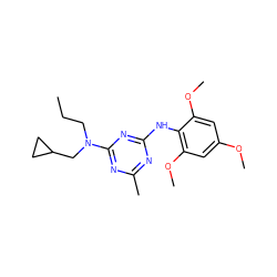 CCCN(CC1CC1)c1nc(C)nc(Nc2c(OC)cc(OC)cc2OC)n1 ZINC000026471209