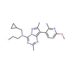 CCCN(CC1CC1)c1nc(C)nc2c(-c3ccc(OC)nc3C)c(C)nn12 ZINC000040937631