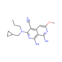 CCCN(CC1CC1)c1nc(N)c2c(N)nc(OC)cc2c1C#N ZINC000025720008