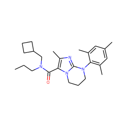 CCCN(CC1CCC1)C(=O)c1c(C)nc2n1CCCN2c1c(C)cc(C)cc1C ZINC000049045785