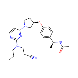 CCCN(CCC#N)c1nccc(N2CC[C@@H](Oc3ccc([C@H](C)NC(C)=O)cc3)C2)n1 ZINC000261132105