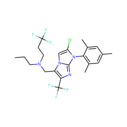 CCCN(CCC(F)(F)F)Cc1c(C(F)(F)F)nc2n(-c3c(C)cc(C)cc3C)c(Cl)cn12 ZINC000038473825