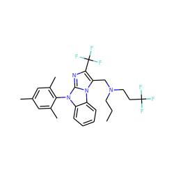 CCCN(CCC(F)(F)F)Cc1c(C(F)(F)F)nc2n(-c3c(C)cc(C)cc3C)c3ccccc3n12 ZINC000028462275