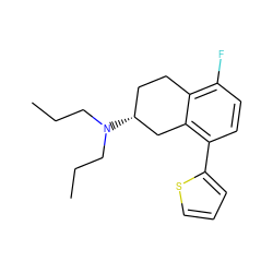 CCCN(CCC)[C@@H]1CCc2c(F)ccc(-c3cccs3)c2C1 ZINC000013759320