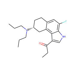 CCCN(CCC)[C@@H]1CCc2cc(F)c3[nH]cc(C(=O)CC)c3c2C1 ZINC000013741698