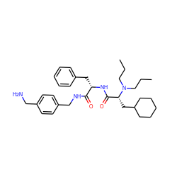 CCCN(CCC)[C@H](CC1CCCCC1)C(=O)N[C@@H](Cc1ccccc1)C(=O)NCc1ccc(CN)cc1 ZINC000206309575