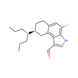 CCCN(CCC)[C@H]1CCc2cc(F)c3[nH]cc(C=O)c3c2C1 ZINC000013741695