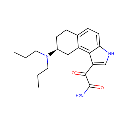 CCCN(CCC)[C@H]1CCc2ccc3[nH]cc(C(=O)C(N)=O)c3c2C1 ZINC000013741713