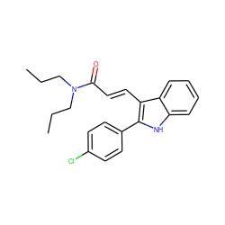 CCCN(CCC)C(=O)/C=C/c1c(-c2ccc(Cl)cc2)[nH]c2ccccc12 ZINC000001535100