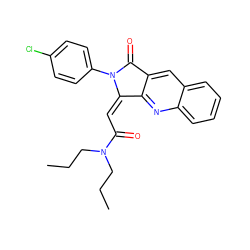 CCCN(CCC)C(=O)/C=C1\c2nc3ccccc3cc2C(=O)N1c1ccc(Cl)cc1 ZINC000013759891