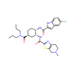 CCCN(CCC)C(=O)[C@H]1CC[C@H](NC(=O)c2cc3cc(Cl)ccc3[nH]2)[C@H](NC(=O)c2nc3c(s2)CN(C)CC3)C1 ZINC000042835333