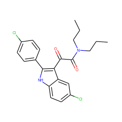 CCCN(CCC)C(=O)C(=O)c1c(-c2ccc(Cl)cc2)[nH]c2ccc(Cl)cc12 ZINC000013560060