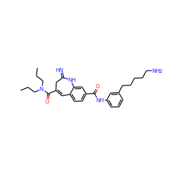 CCCN(CCC)C(=O)C1=Cc2ccc(C(=O)Nc3cccc(CCCCCN)c3)cc2NC(=N)C1 ZINC001772599291