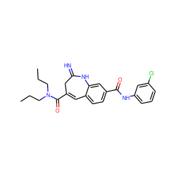 CCCN(CCC)C(=O)C1=Cc2ccc(C(=O)Nc3cccc(Cl)c3)cc2NC(=N)C1 ZINC001772644070