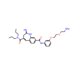 CCCN(CCC)C(=O)C1=Cc2ccc(C(=O)Nc3cccc(OCCOCCN)c3)cc2NC(=N)C1 ZINC001772637569