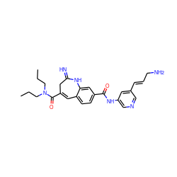 CCCN(CCC)C(=O)C1=Cc2ccc(C(=O)Nc3cncc(/C=C/CN)c3)cc2NC(=N)C1 ZINC001772621530