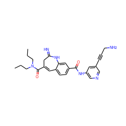 CCCN(CCC)C(=O)C1=Cc2ccc(C(=O)Nc3cncc(C#CCN)c3)cc2NC(=N)C1 ZINC001772580963